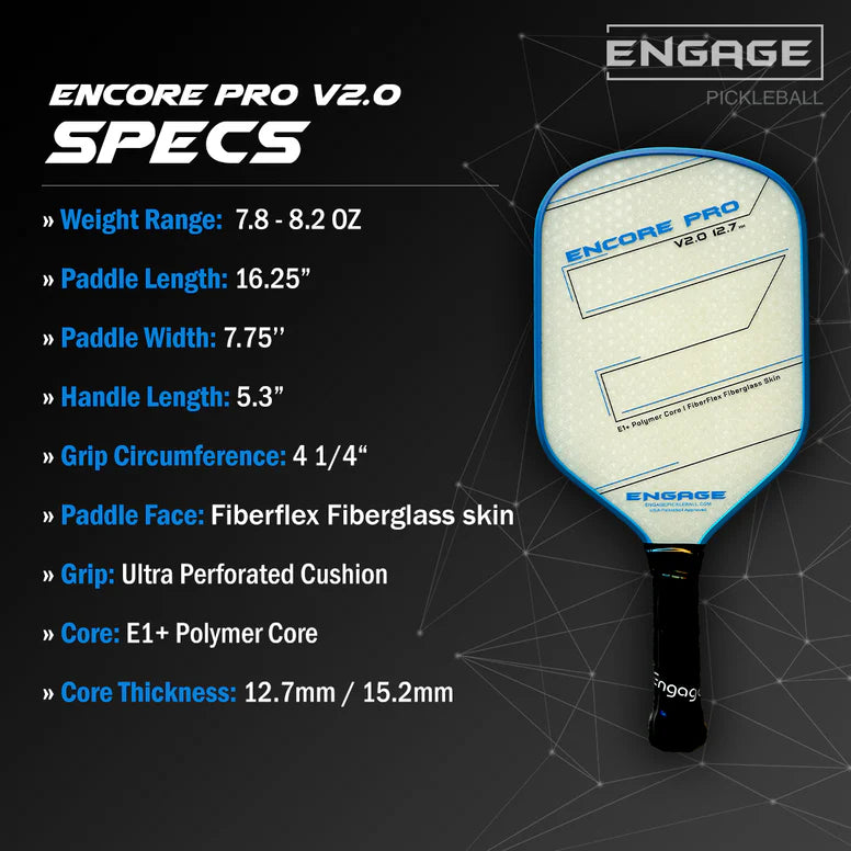 Engage Pickleball - Encore Pro V2.0 / Playability with Power / Hybrid