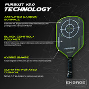 Engage Pickleball - Pursuit V2.0 / Amplified Carbon Surface / Hybrid