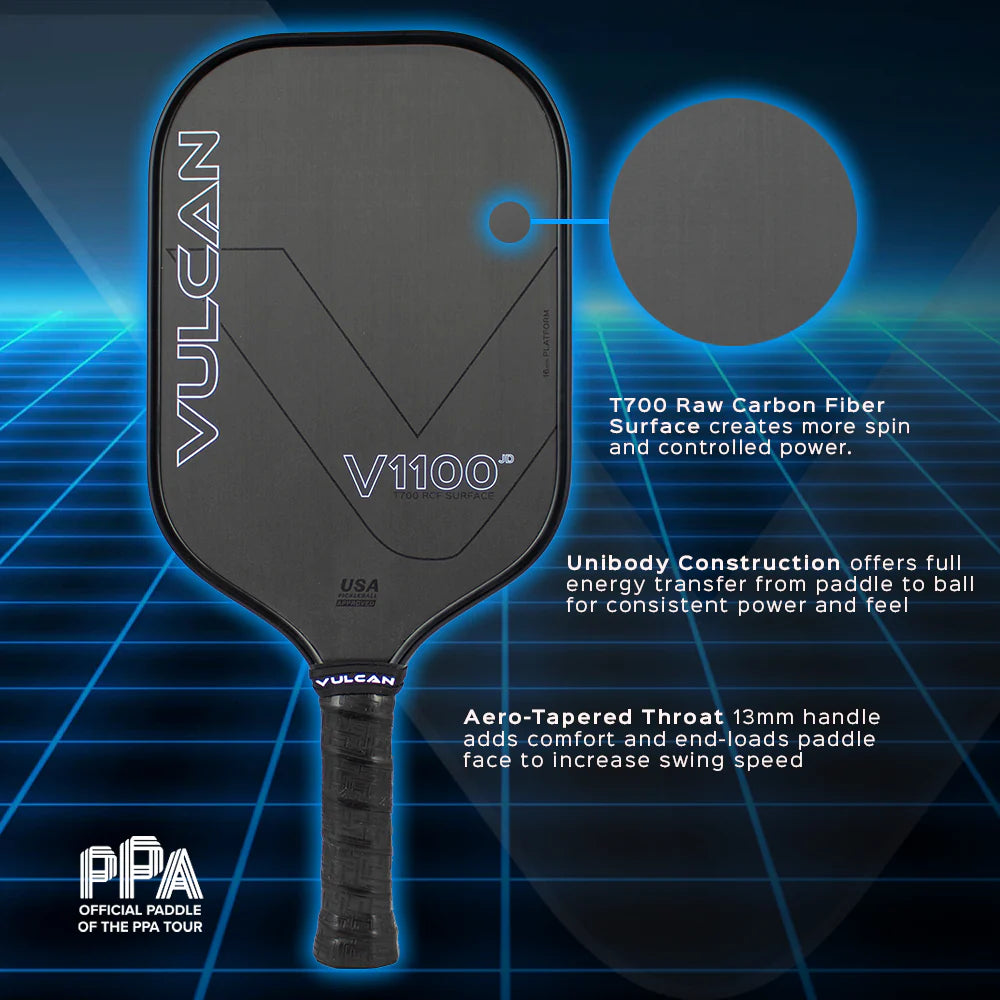 Vulcan V1100JD T700 Raw Carbon Pickleball Paddle