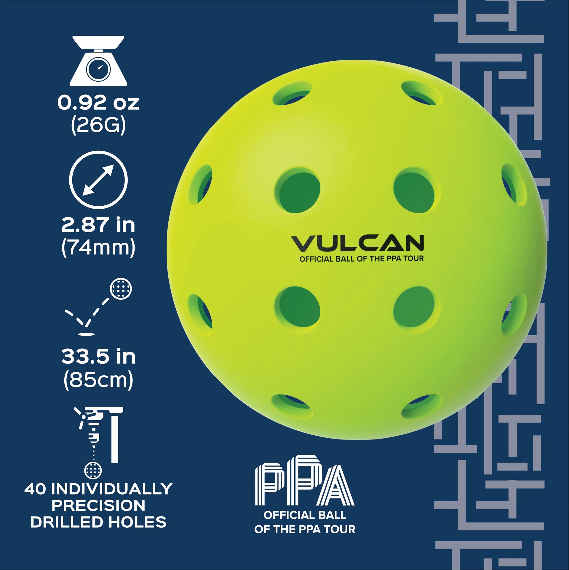 Vulcan VPRO FLIGHT Outdoor PPA Tour Pickleball Bulk Pack (100 pk.)